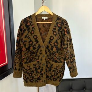 Madewell boyfriend cardigan, leopard print